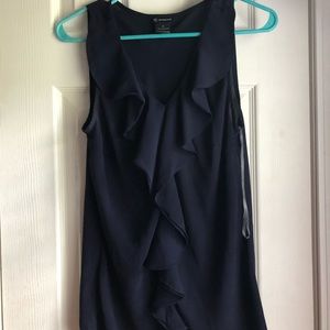 Navy ruffle tank top